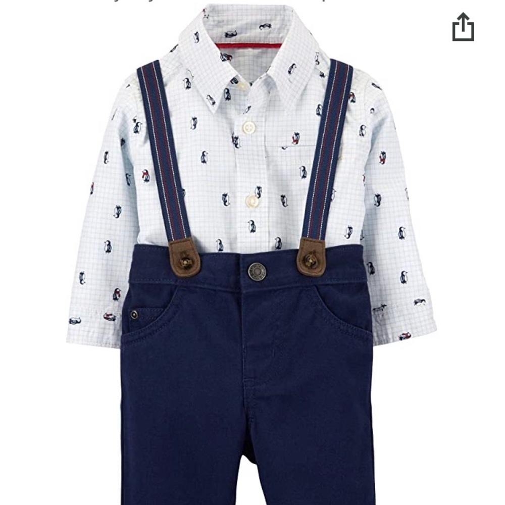 Carter's 3M Boy Bodysuit, pant and suspenders set